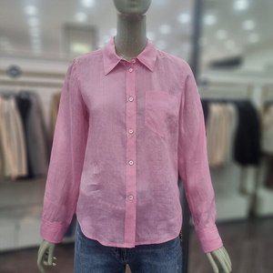 [시슬리]포켓 자수 린넨 블라우스_(SAWS42431 핑크,블루,다크그레이,브라운)_DJ