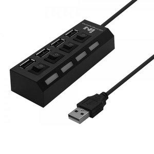 인네트워크 INV062 USB HUB 4포트 2.0 무전원 개별스위치 블랙