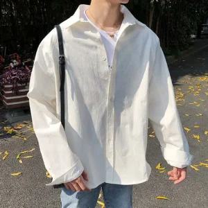 남성 와이셔츠 흰남방 남자흰색셔츠 단체셔츠 루즈핏 자켓남방 검정색남방 룩패션 난방 나들이여행코디