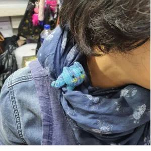 스카프고정핀 퀼트수작업품 고양이 뱃지 브로치