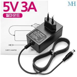 5V 3A 아답터 (SW20-05003000-KC)호환용 월마운트 타입/가정용 AC-DC 직류 전원장치/파워 서플라이/5V3A