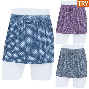트라이 남자 60수 주자직 순면 사각 트렁크 팬티 3매입 Y1316
