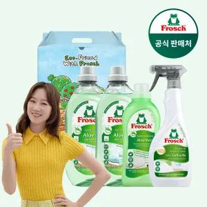 [프로쉬] 독일 세탁세제 1.5L 2개+섬유유연제 750ml 1개+얼룩제거제 500ml 1개+기프트박스