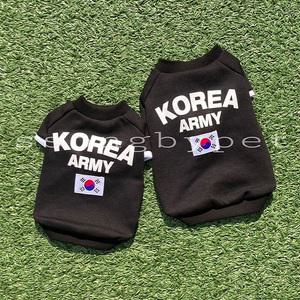쏭바이펫 강아지 코리아 아미 티셔츠 블랙,S-3XL
