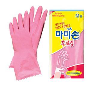 마미손 후로킹 중 내부면처리 핑크 천연 생 고무장갑 생고무 라텍스 주방장갑 고무장갑 라텍스고무장갑