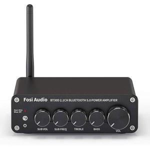 Fosi 오디오 BT30D Bluetooth 5.0 스테레오 오디오 수신기 앰프 2.1 채널 미니 하이파이 클래스 D 통합 앰프 가정용 실외 수동 스피커용 50와트 x2+100와트 /서브우퍼 기반 서브우퍼