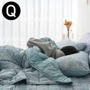 (베개솜 피치스킨 별매) Q 간절기 가든 (민트) 퀸 베개커버세트 이불 해피니