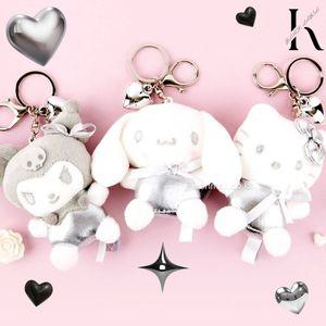 산리오 실버 키링 인형 헬로키티 시나모롤 포차코 마이멜로디 쿠로미 y2k 실버 하트 키링 8cm13cm