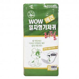 와우(wow) 애견 일자형 기저귀 리필 - 대형 100매 강아지 도그 개기저귀 애완 반려 위생소품 외출 팬티