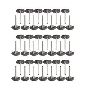 지우넝 50개 25mm 스테인리스 스틸 와이어 휠 브러시 세트 T형, 청소, 버 제거 및 표면 마감용 1/8인치 샹크 회전 공구