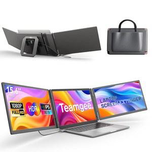 파워 뱅크, HDMI/USB-A/C 원 케이블 연결 플러그 플레이 FHD 1080P IPS 트리플 휴대용 모니터가 장착된 Teamgee 15.6인치 노트북 화면 익스텐더, 12-17인치 노트북 Mac/Windows/안드로이드 장착