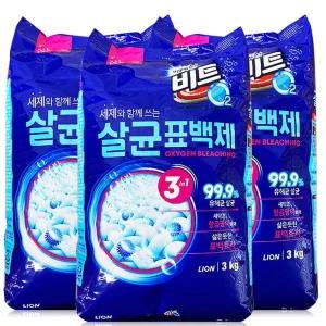비트 O2 살균표백제 3kg x 3개, 세탁보조제 가루세제 리필