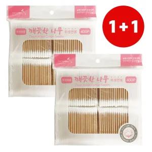 깨끗한나무 1+1 위생면봉 400P 순면 귀이개 대용량/면봉/샤워/위생용/부드러운/가정/업소/가정용/위생/깨끗