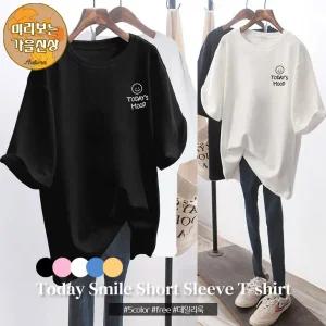 [50%+2장 이상 구 매 할 인] 5,900 ~ 줄리샵 가을신상 오픈 ! 여성의류/원피스/블라우스/셔츠/맨투맨/티셔츠/집업/자켓/팬츠/베스트/셋업 외 투데이 스마일 반팔 티셔츠