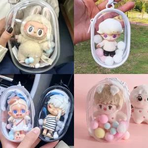 솜 인형 투명 파우치 PVC 케이스 라부부 스컬판다 키링 가챠 보관