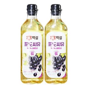 CJ제일제당 백설 포도씨유 100% 스페인산 900ml 2개 식용유 기름 볶음 부침 오일
