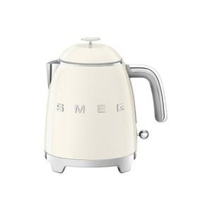 이중 벽 미끄럼 방지 베이스와 수위 표시기(크림)가 있는 SMEG 미니 50의 레트로 스타일 3컵 전기 주전자