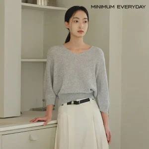 [롯데백화점]미니멈 [미니멈 에브리데이]데일리 브이넥 루즈핏 반팔 니트 (EB2KT006D)