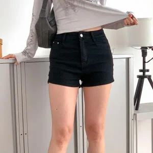 [하프클럽/]여자 여름 핫팬츠 슬림핏 스판 코튼 블랙 힙업 반바지