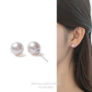 8mm 화이트 오스트리아 크리스탈 제작 진주 92.5실버 귀걸이