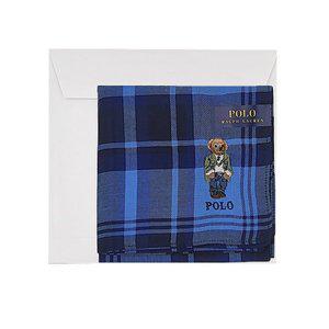 [폴로] 랄프로렌 프린팅그린베어 체크패턴 손수건 블루 POLO-12