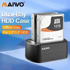 외장 듀얼 베이 하드 드라이브 도킹 스테이션25/35인치 HDD SSD SATAUSB 30 스테이션12V3A 전원