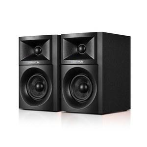 산윤 SW203 4.0 컴퓨터 스피커 - 60W 4방향 DSP 제어 3D 몰입형 사운드 3인치 탄소 섬유 우퍼 및 20mm 실크 돔 트위터 24비트 DAC USB/블루투스 5.4/AUX 스튜디오급 오디오(페어, 블랙)