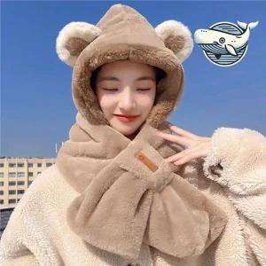 사랑스러운 동물 모자 따뜻한 겨울 넥워머