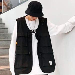 포켓 버클 베스트 남성조끼 캐주얼 루즈핏 스트릿