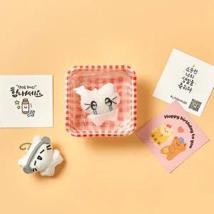 /알럽하우스 헤드폰 고양이 미니 인형 키링+메세지카드+체크박스