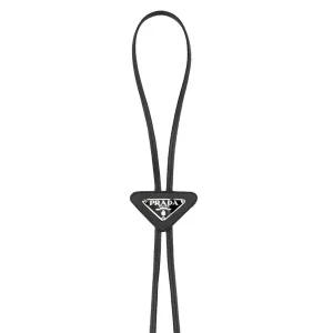 25SS 프라다 2IC027 QHH F0002 사피아노 트라이앵글 로고 볼로 넥타이 블랙
