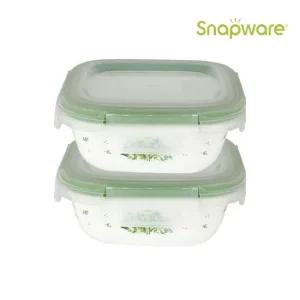 코렐 스냅웨어 허브 정사각 325ml 2종 세트