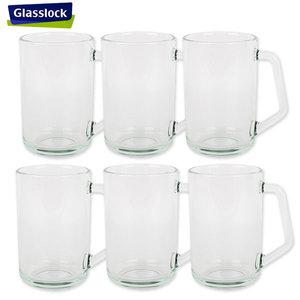 글라스락 이지그립 내열강화유리머그(480ml)대-6P세트 손잡이머그 하이볼잔 커피컵 카페컵 물컵