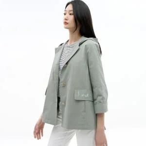 [지센][지센] 장식 단추 후드 숏 코트 LCCAN226_MT