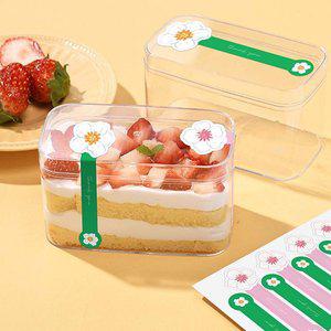 [레드캣]투컬러 플라워 일러스트 디저트 케이크 선물 포장 봉인 데코 실링 스티커 100P