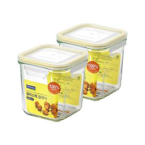 글라스락 클래식 옐로우에디션 정사각 도어포켓 920ml 2조, 1개