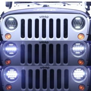랭글러 지프 JK용 원형 LED 헤드라이트 블랙 프로젝터 렌즈 DRL Hi/lo 빔 포함 4 인치 안개등 화이트 헤일