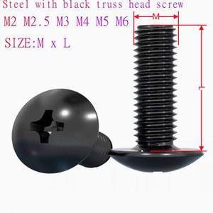 버섯 트러스 둥근 M6 M3 M5 강철 십자형 머리 50PCS 검정색 TM M2 대형 볼트 10 나사 M4