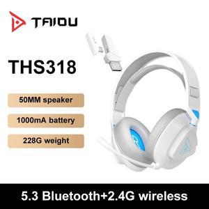 TAIDU 화이트 THS318 2.4G 무선 헤드폰 블루투스 5.3 마이크 헤드셋 sem fio 50mm 1000mAh PS4 PS5 용 게이