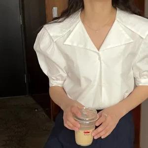 [VY] 여자 세일러카라 탱크 반팔남방 벌룬소매 연보라 블라우스_16602943_588847