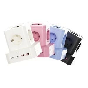 버티탭 버티컬 고용량 4000W 타워 멀티탭 큐브 9구 캠핑 여행 에어컨 디자인 2m