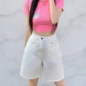 [하프클럽/]여성 클래식 아이보리 면 화이트 청반바지