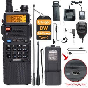 Baofeng UV-5R 8W 3800mAh 워키 트라이 Type-C VHF 듀얼 밴드 장거리 K5 휴대용 햄 CB 양방향 라디오