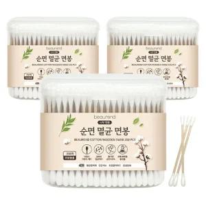 뷰렌드 순면 멸균 나무 면봉 3개 350개입