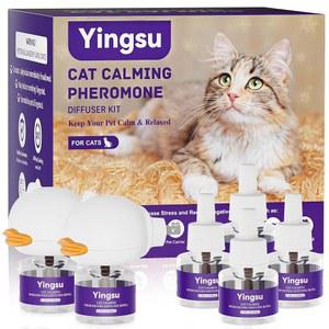 양수 고양이 진정 디퓨저, 고양이 불안 를 위한 편안한 고양이 페로몬 진정 디퓨저, 긁힘과 싸우는 스트레스 감소, 디퓨저 2개 리필 4가지