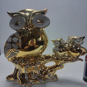 풍수지리 금도금 도자기 부엉이 가족 가로23cm세로28cm 무게1.7kg 단초마을 골동품/수집품/도자기