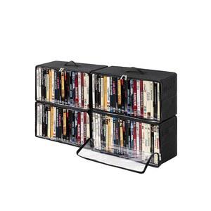 베비티오 4팩 DVD 보관함, 전면 지퍼 클리어 윈도우가 있는 스태커블 케이스 홀더 정리함, CD, 블루레이, VHS, 비디오 게임 및 영화 컬렉션용 CD 홀더, 100개 이상의 보관함 보유