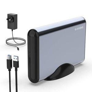 2.5 3.5 SATA HDD SSD, USB 3.0에서 알루미늄 하드 드라이브 도크 케이스, 스탠드, UASP 지원, 12V 전원 어댑터 18TB-그레이를 위한 GOODO 3.5인치 외장 인클로저