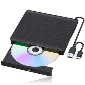 LLMHHKYK 외장 블루레이 드라이브, 휴대용 플레이어 및 CD DVD 버너 USB 3.0 & Type-C BD/DVD/CD 리더, 플러그 앤 플레이, Windows/Mac/Linux용 경량(2 in 1)