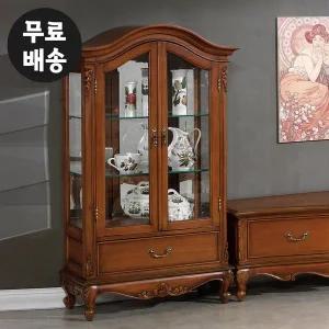 [벤티스가구]몬테 엔틱 장식장 원목 유리 수납장 3단 거실 인테리어 장식장 술 양주 가구(800)
